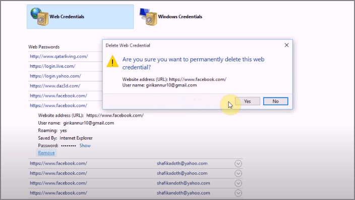 cliquer sur oui pour supprimer