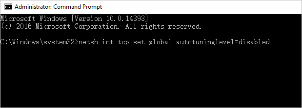désactivez l'auto-tuning pour corriger le transfert de fichiers lent sous Windows 10