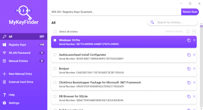 trouver clé de produit avec mykeyfinder