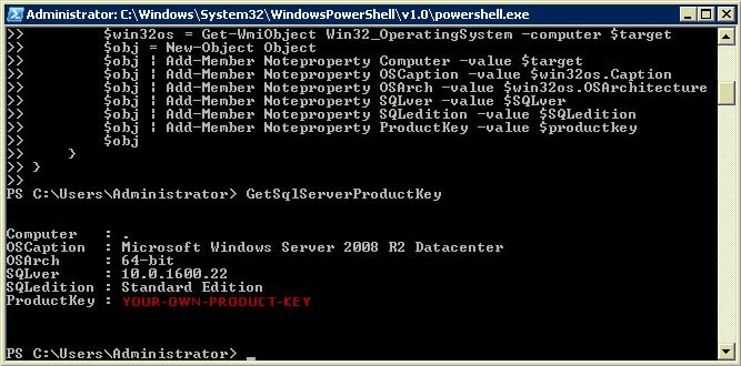Trouver la clé de produit SQL Server dans PowerShell