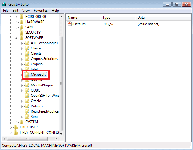 Ouvrir le dossier Microsoft