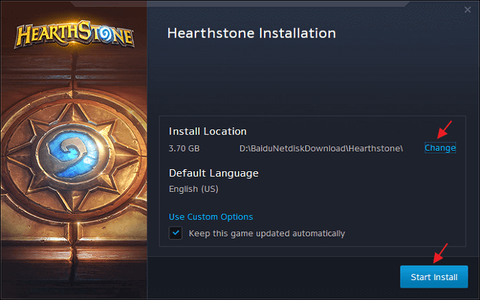 changer l'emplacement de l'installation blizzard