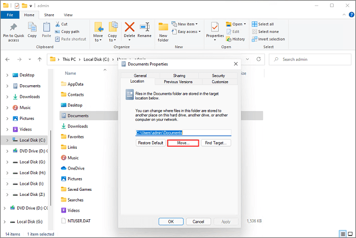 déplacer des documents vers un autre lecteur windows 11