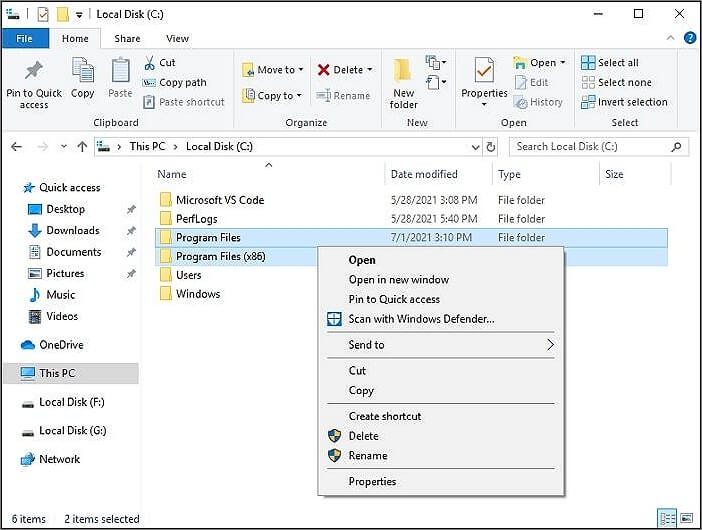 copier les fichiers de programme et les fichiers de programme