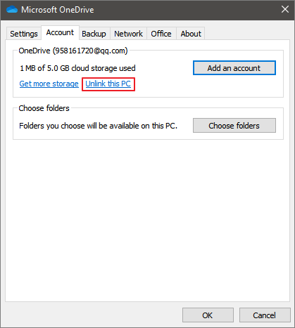 cliquez sur dissocier ce pc