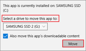 déplacer les applications vers un autre ssd