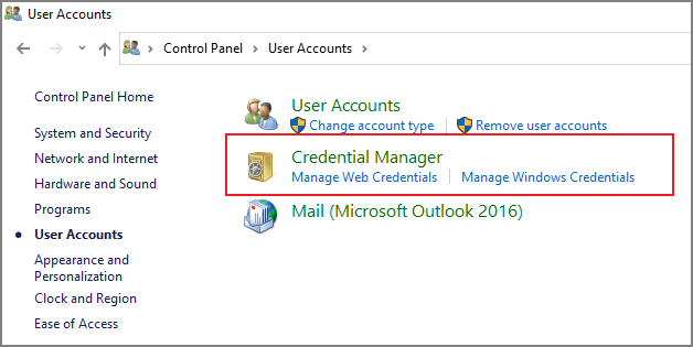 aller au gestionnaire d'identification