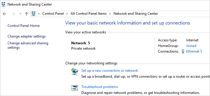 trouver le réseau et le centre de partage