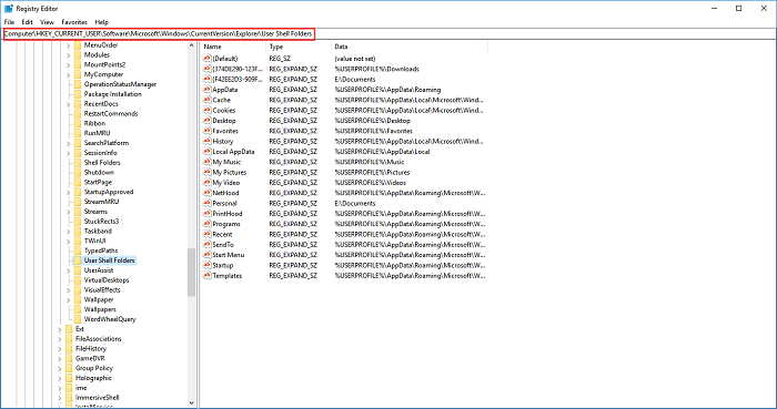 fenêtre de l'éditeur de registre