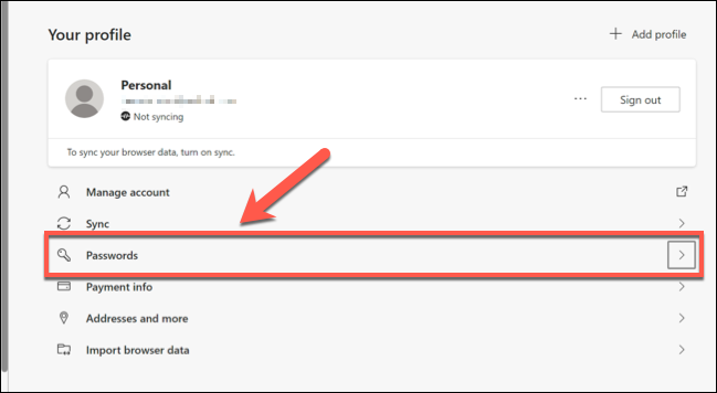 Naviguer vers le mot de passe