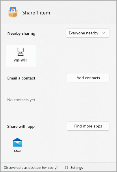 partager avec un appareil à proximité
