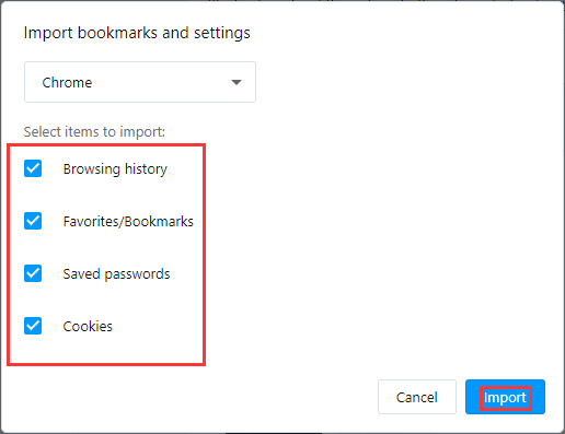 transférer les signets de chrome à opera -2