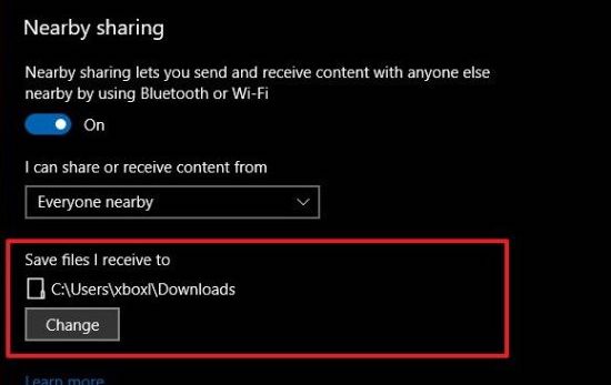 changer le chemin de sauvegarde du fichier reçu