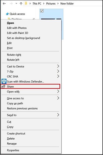 fichier partagé dans l'explorateur de fichiers