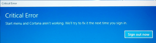windows 10 erreur critique menu démarrer - 2