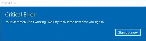 windows 10 erreur critique menu démarrer - 1