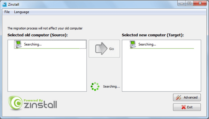 Zinstall - configurer le PC source et cible