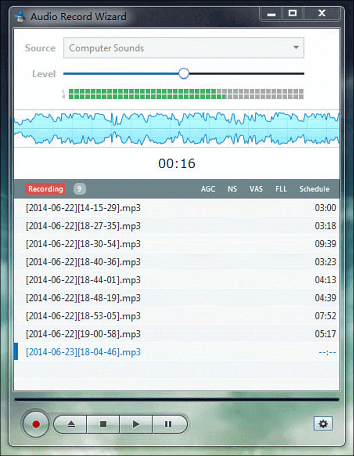 assistant d'enregistrement audio