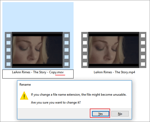 Convertissez MOV en MP4 par la méthode manuelle.