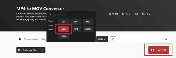Convertir MP4 en MOV en ligne