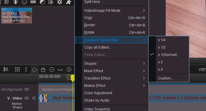 modifier la vitesse en utilisant Easy Video Maker