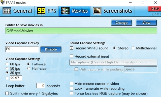 Enregistreur de jeux - Fraps