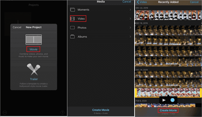 fusionner des vidéos sur iPhone - 1