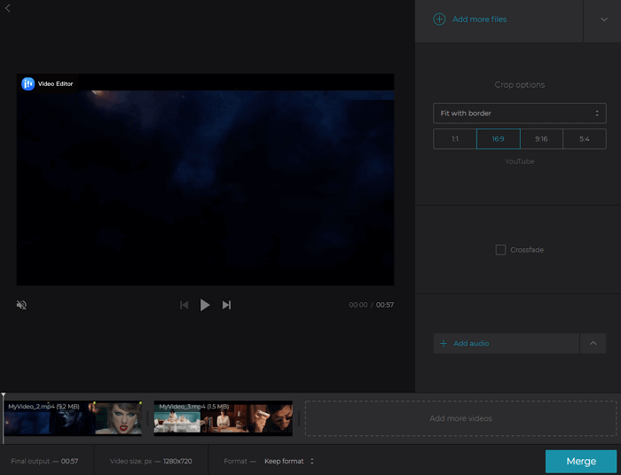 Fusionner les vidéos à l'aide de l'outil en ligne