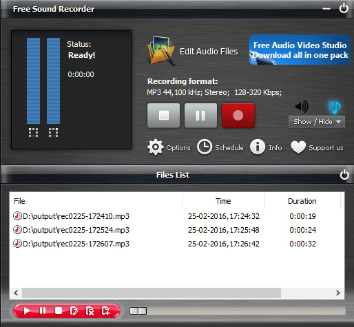 enregistrer audio youtube avec free sound recorder