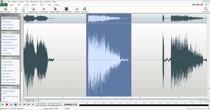 logiciel de montage audio - WavePad