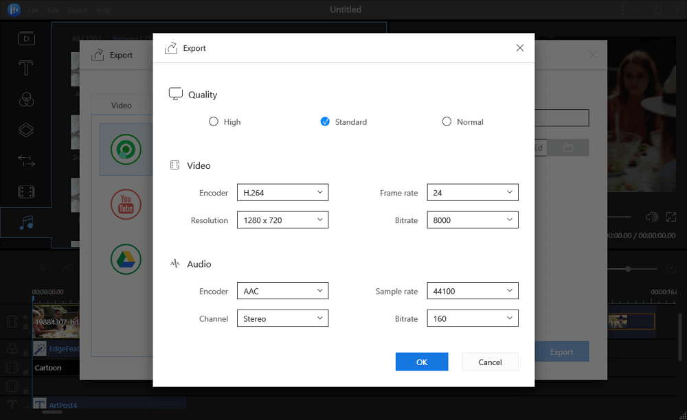 Régler la qualité de la vidéo exportée
