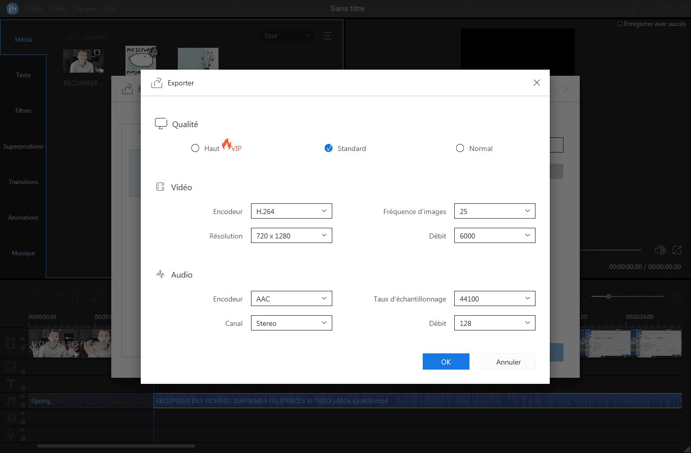 Exporter le fichier audio extrait