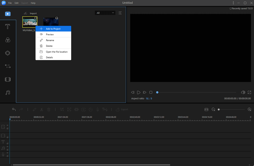 ajouter la vidéo à la timeline