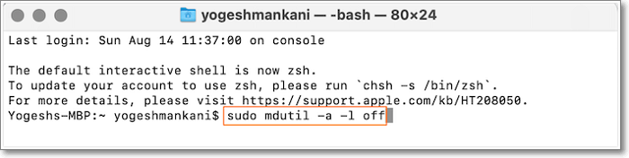 désactiver la commande Spotlight