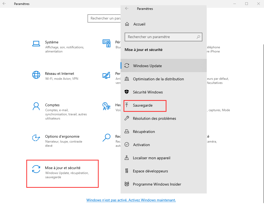 récupérer des fichiers supprimés de Windows 10 à l'aide d'une sauvegarde de fichiers