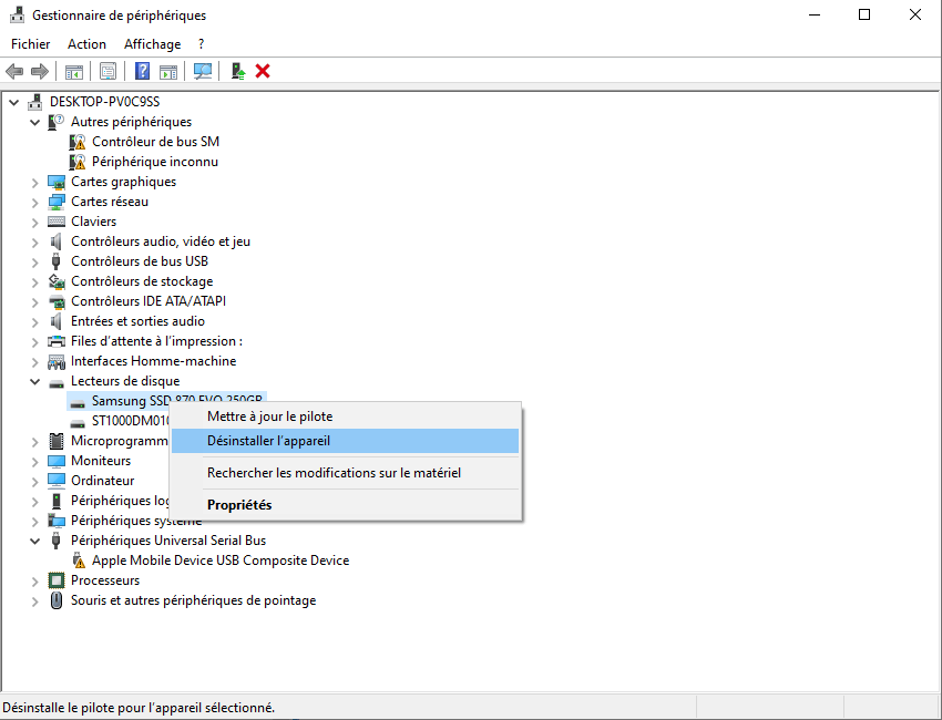 réparer le problème du lecteur USB qui n'apparaît pas dans Windows 10 - Réinstaller le pilote