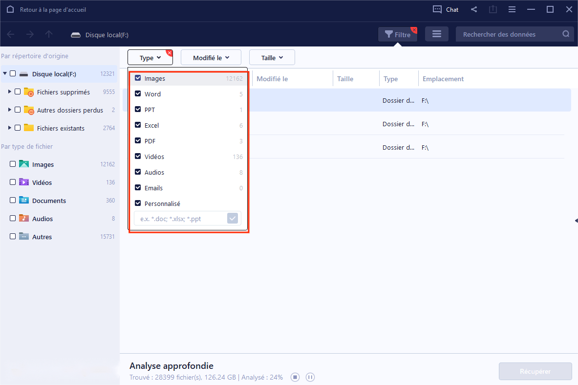 filtrer et prévisualiser les fichiers du cloud drive