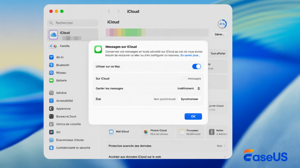 messages sur icloud mac synchroniser