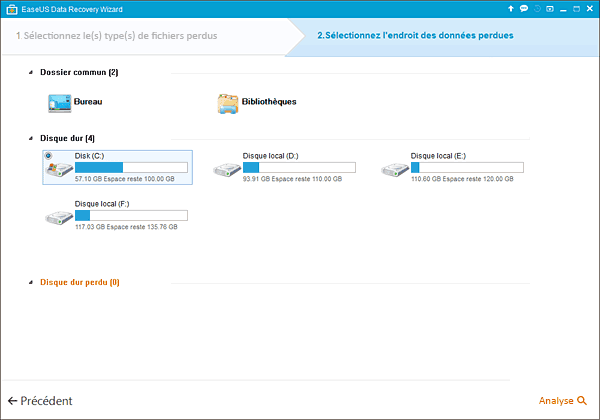EaseUS Data Recovery Wizard - Scan Selected Drive