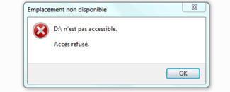 D: \ n'est pas accessible. L'accès est refusé