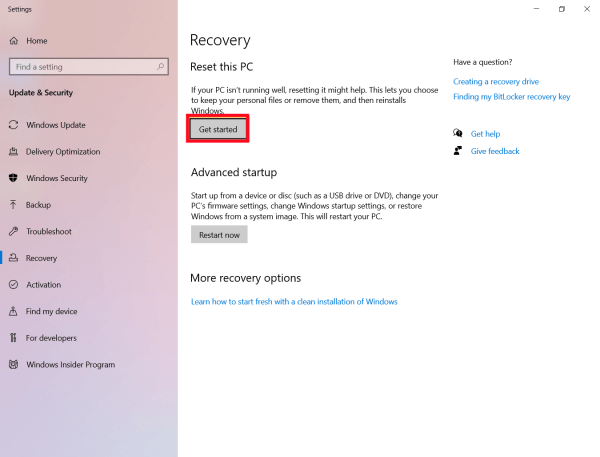 vider un ordinateur windows 11/10 - Étape 2
