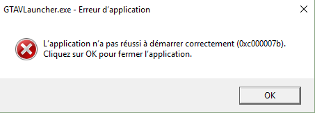 L’application n’a pas réussi à démarrer correctement