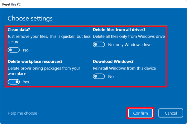 vider un ordinateur windows 11/10 - Étape 4
