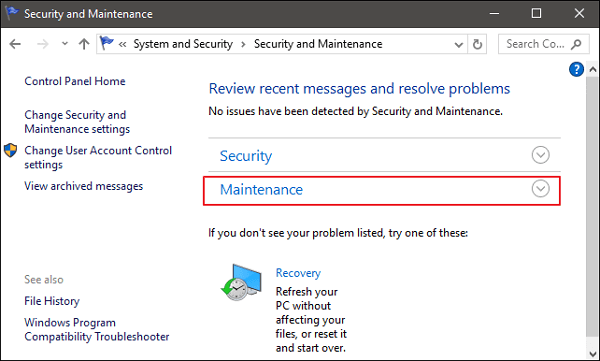 Réparer le lecteur système corrompu à partir du Panneau de configuration
