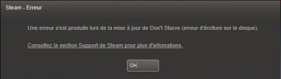 erreur de lecture sur disque steam