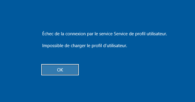 Impossible de charger le profil utilisateur