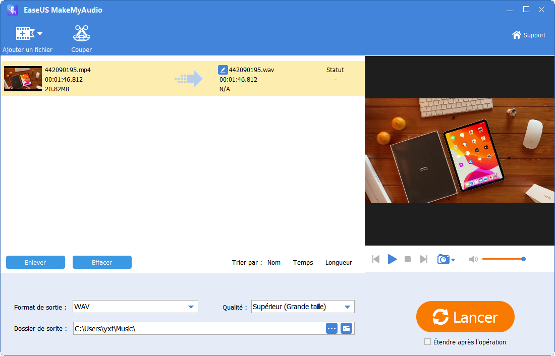 Ajoutez le fichier audio