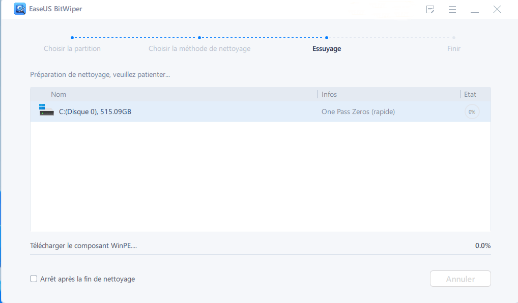 Sélectionnez Effacer la partition