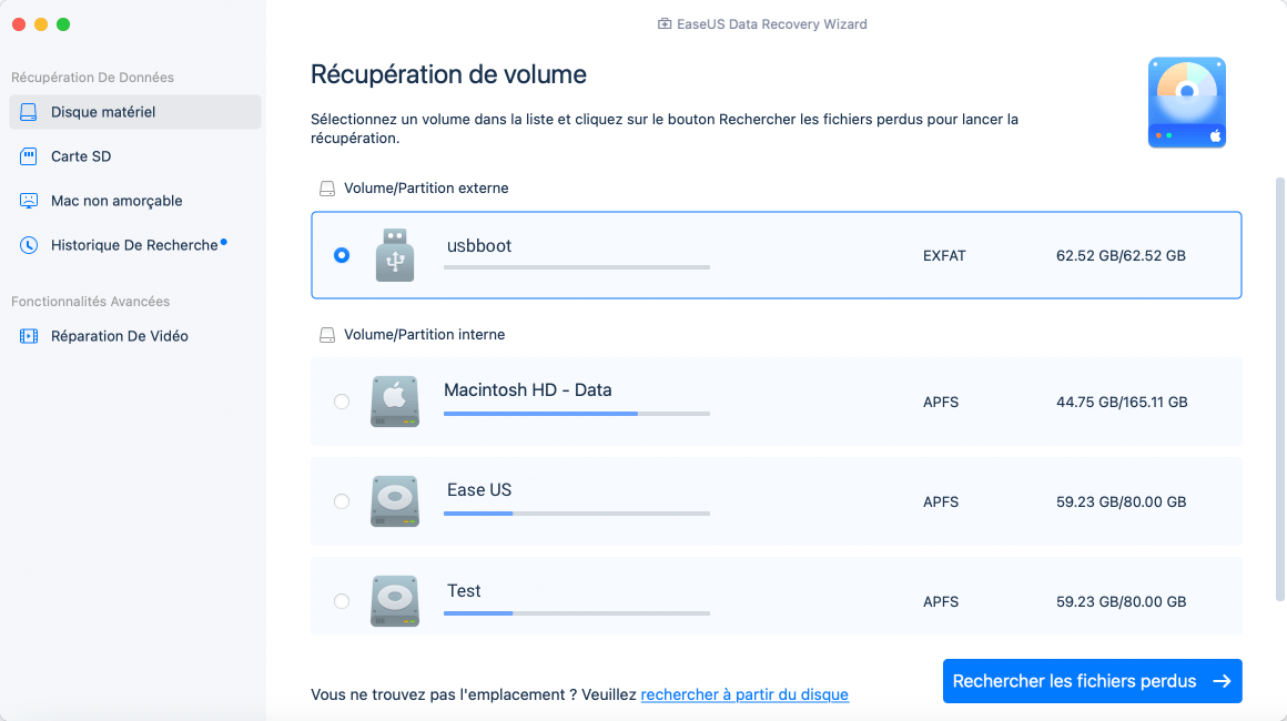 Choisir la carte SD à utiliser