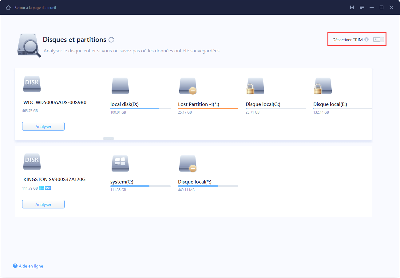 activer/désactiver TRIM sur SSD sous Windows 10 - étape 2